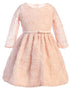 Sweet Kids Little Girls Blush Rosette Mesh Satin Belt Easter Dress 2-6 - SophiasStyle.com